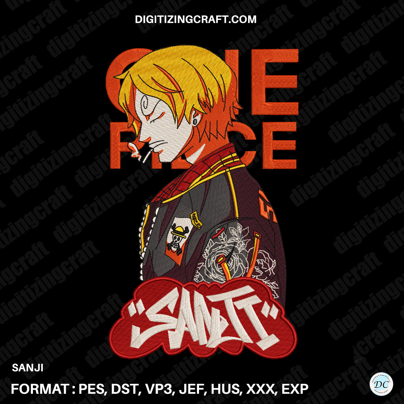Sanji Embroidery Design file,One piece