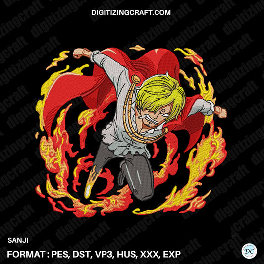 Sanji One piece embroidery design file