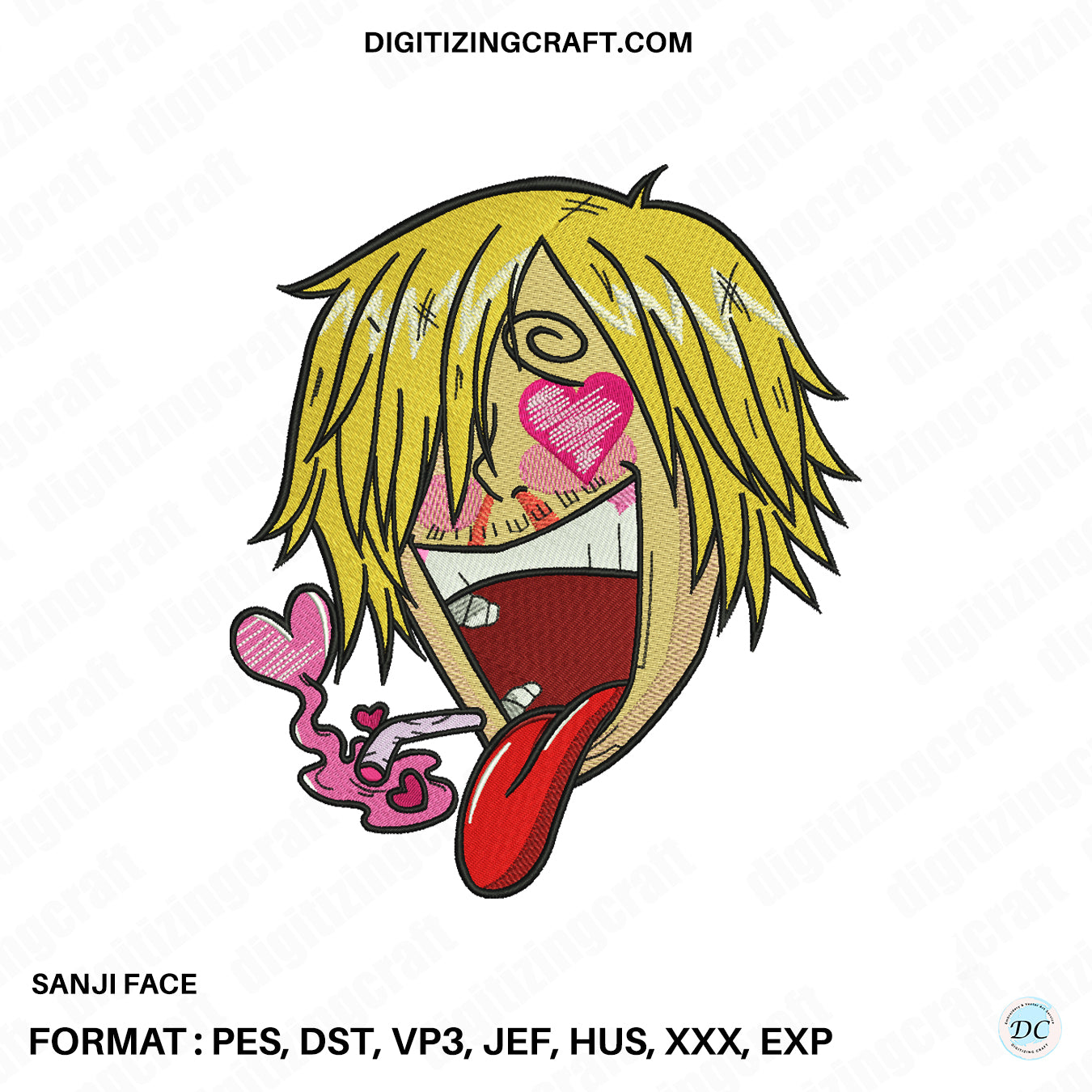 Sanji Face embroidery design file