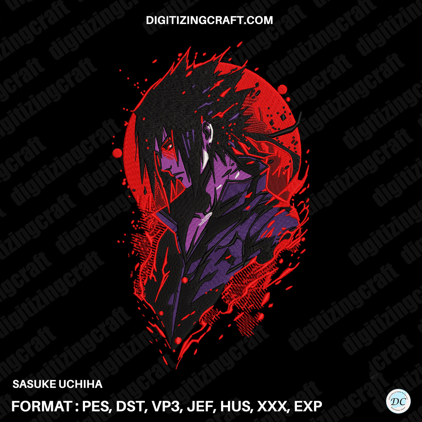 Sasuke Uchiha Embroidery Design File