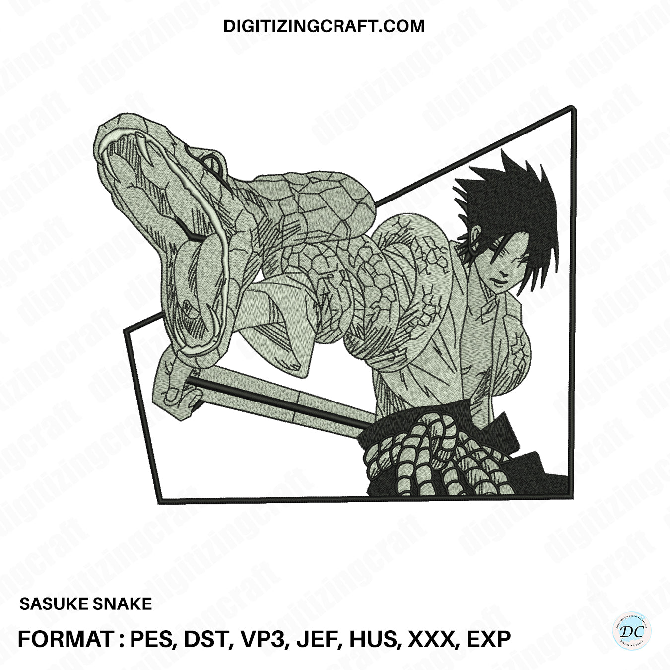 Sasuke Uchiha Snake Embroidery DEsign File