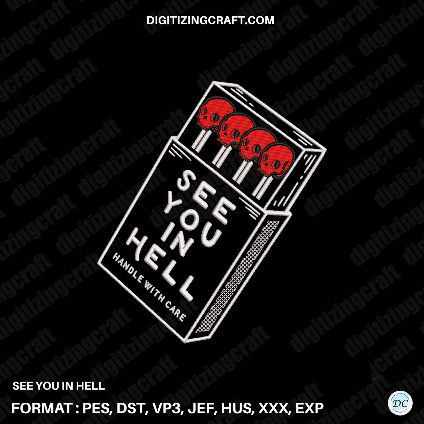 See you in Hell Embroidery Design File(Minimal Design)