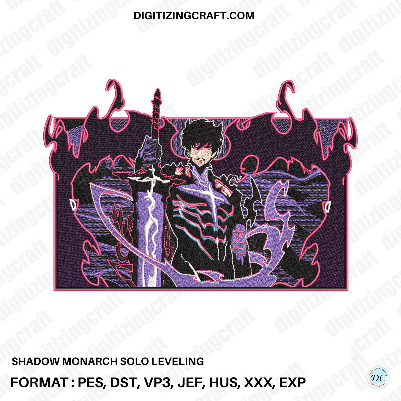Shadow Monarch Solo Leveling Embroidery design file