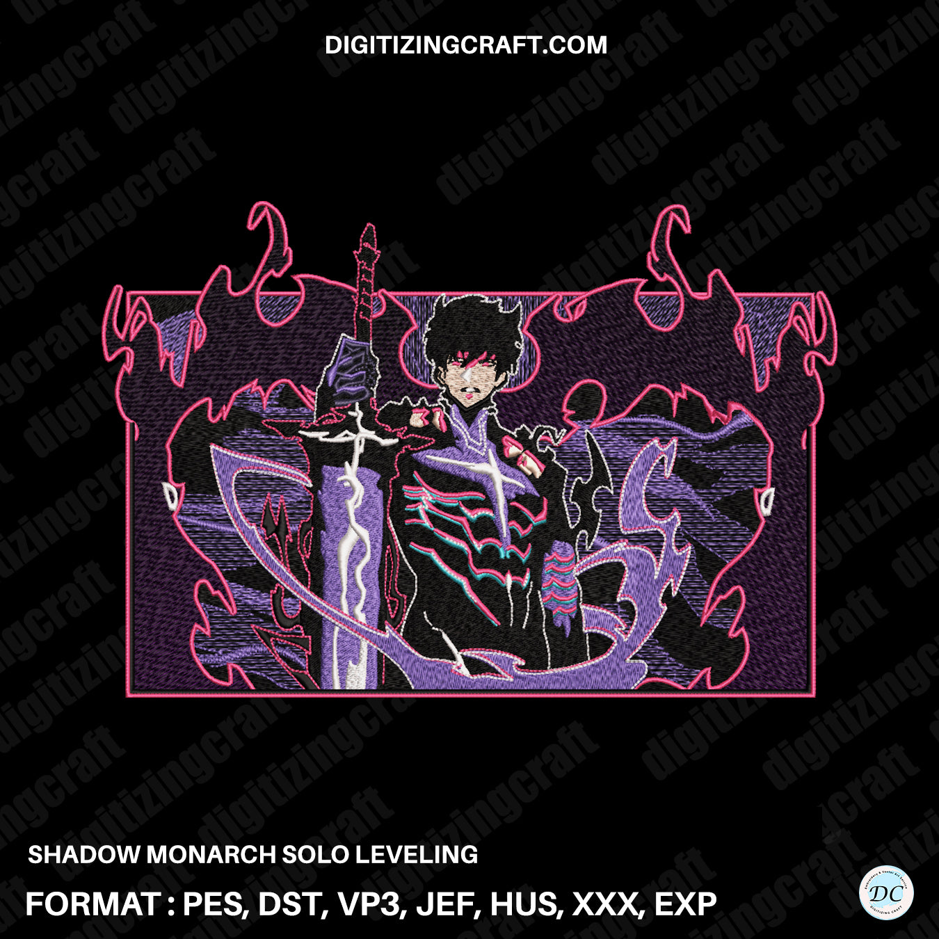 Shadow Monarch Solo Leveling Embroidery design file