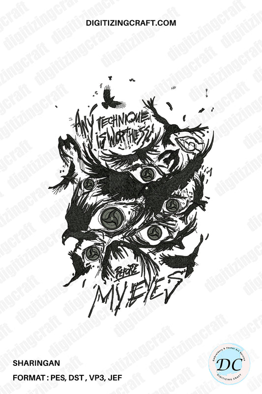 Sharigan anime embroidery design