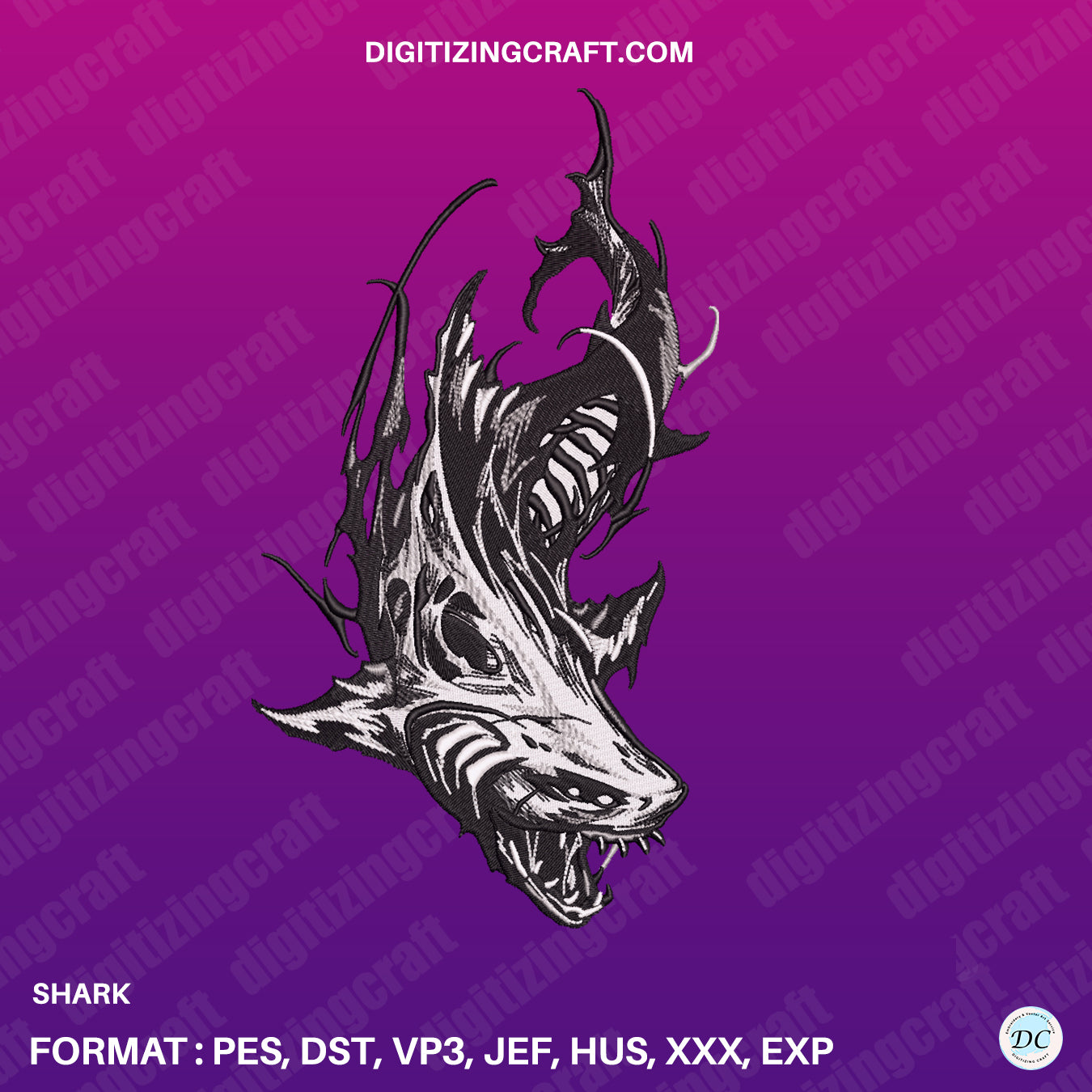 Shark Embroidery Design file,machine embroidery design