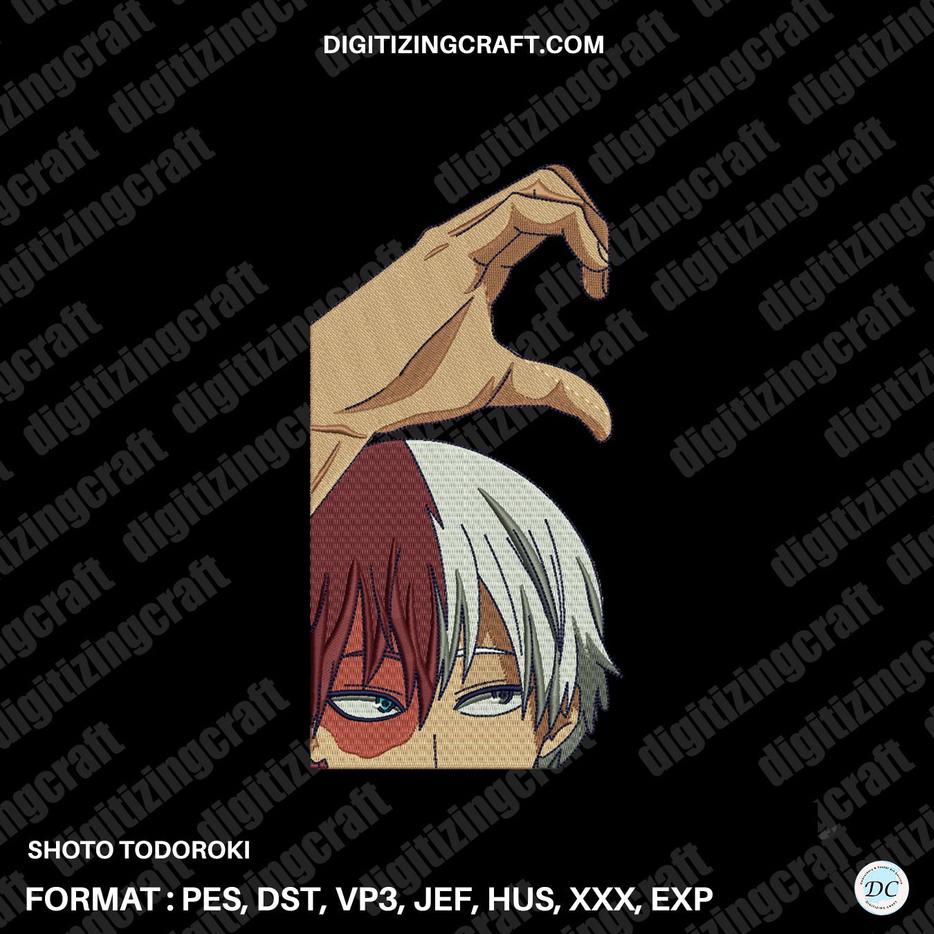 Shoto Todoroki embroidery design file, My hero academia