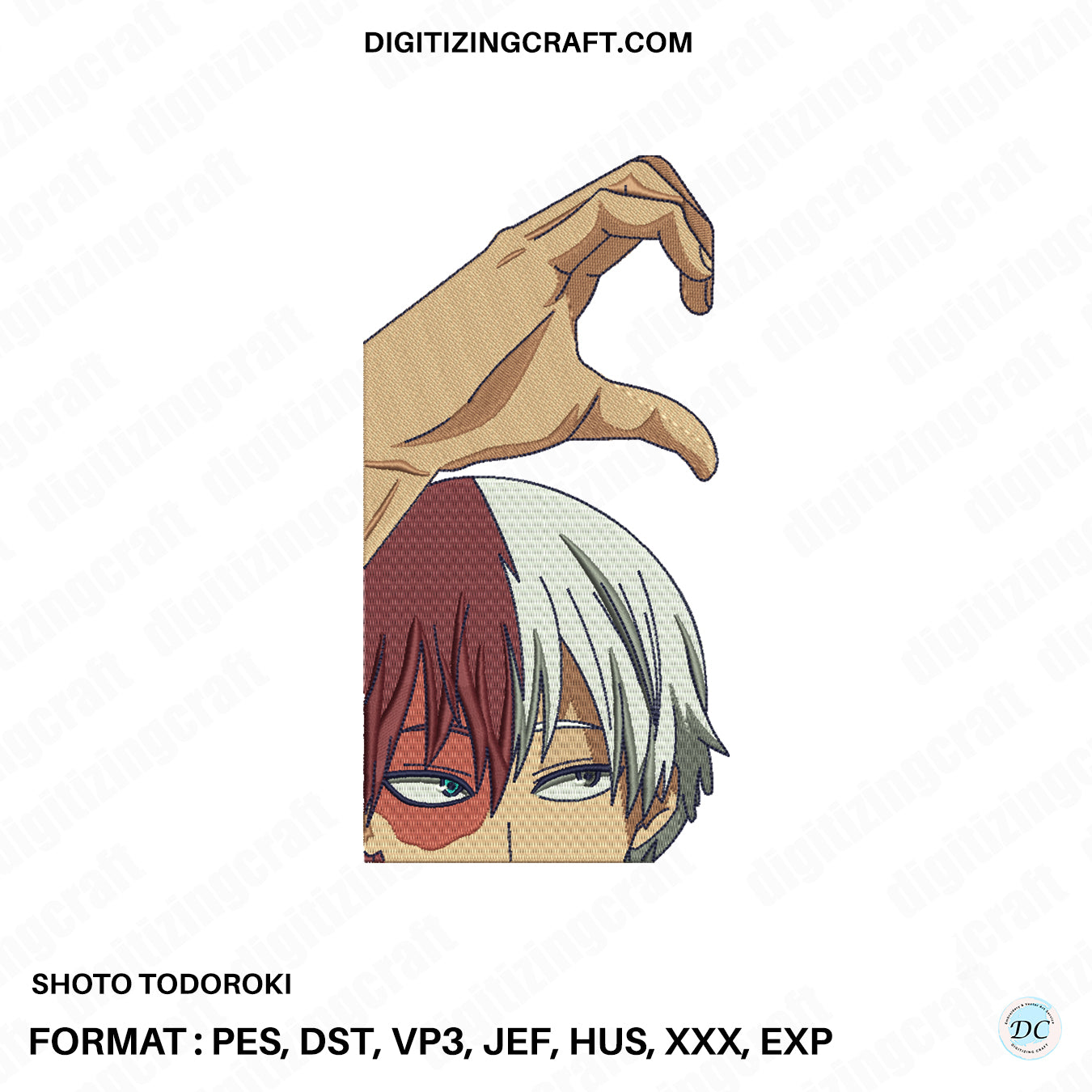Shoto Todoroki embroidery design file, My hero academia