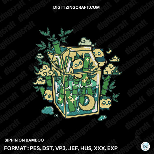 Sippin on bamboo Embroidery Design File