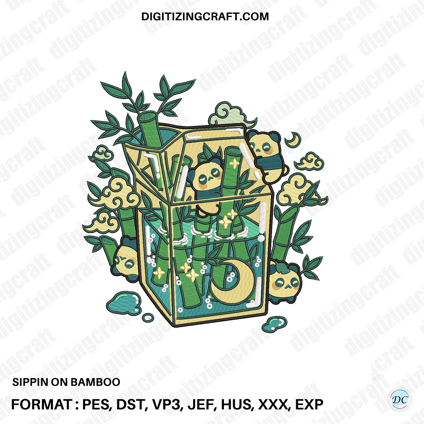 Sippin on bamboo Embroidery Design File