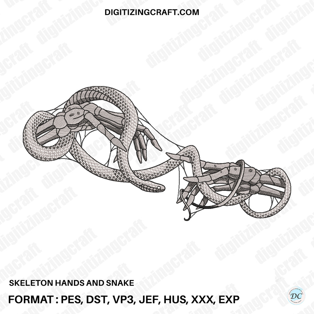 Skeleton Hands and snake embroidery design file – Digitizing Craft