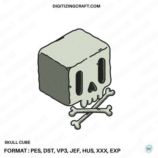 Skull Cube embroidery design file