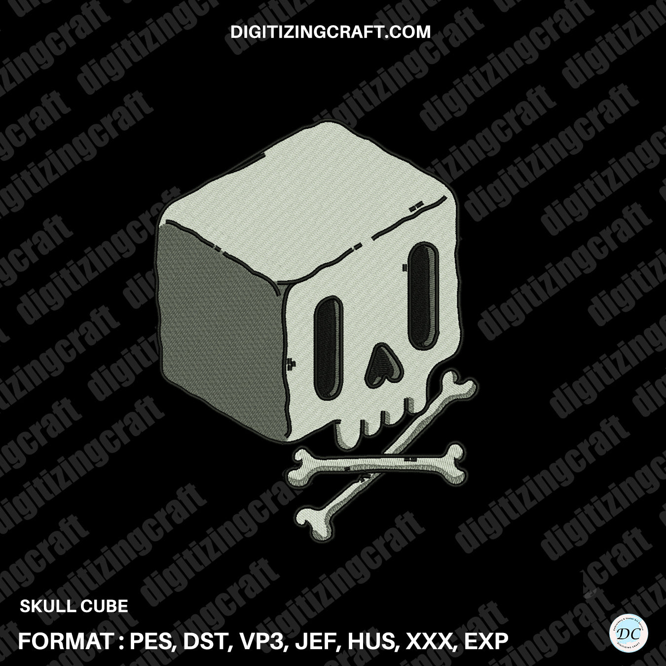 Skull Cube embroidery design file