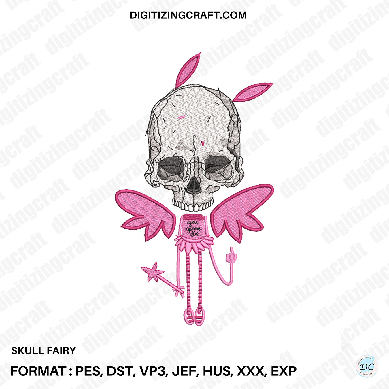 Skull Fairy Embroidery Design File