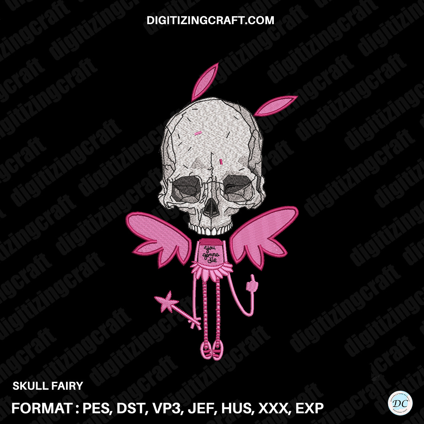 Skull Fairy Embroidery Design File