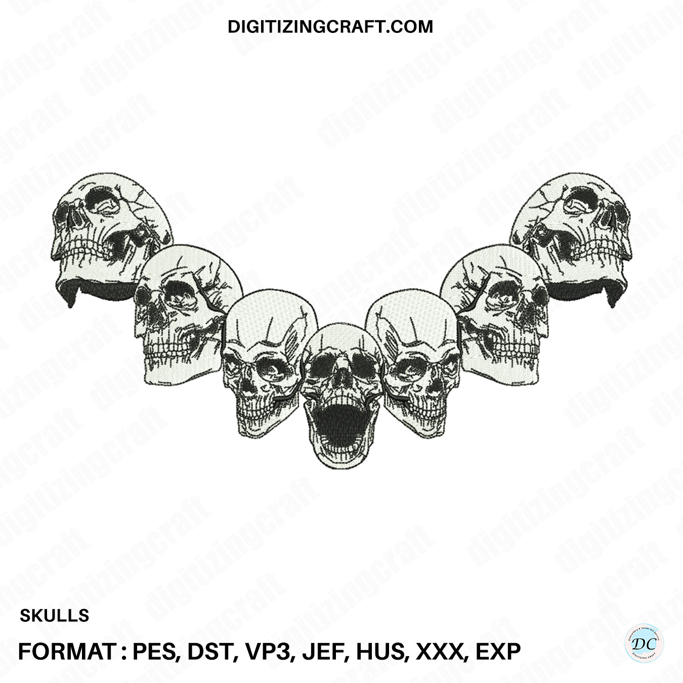Skulls Embroidery Design file