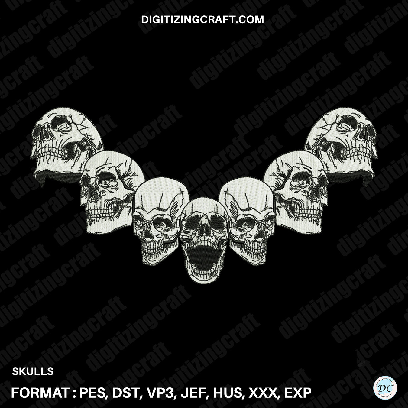 Skulls Embroidery Design file