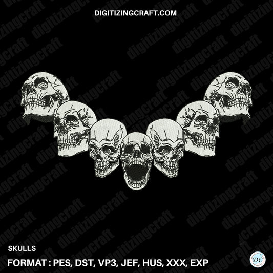 Skulls Embroidery Design file