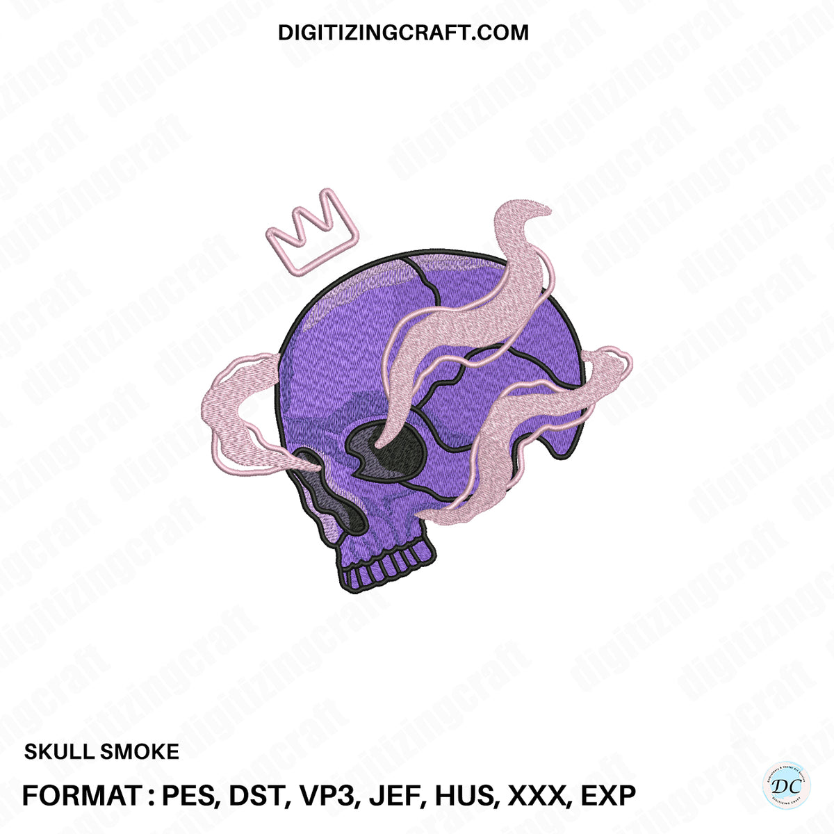 Skull Smoke embroidery design file