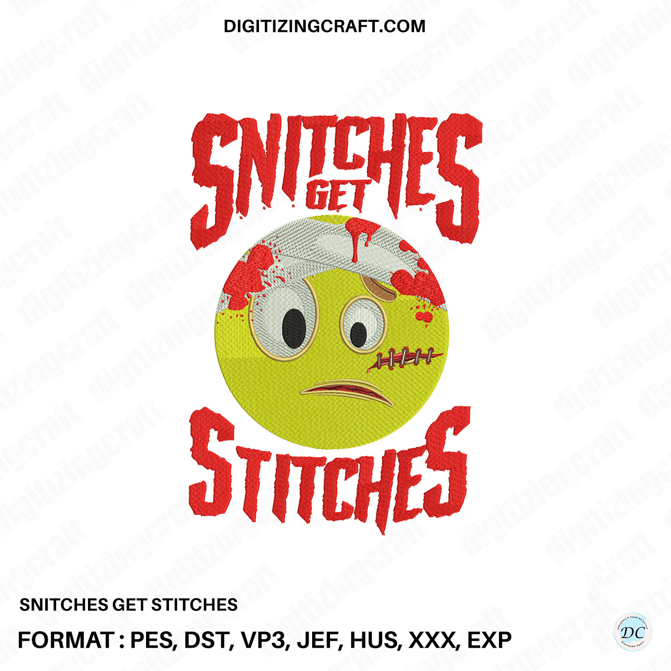 Snitches get Stitches embroidery design file