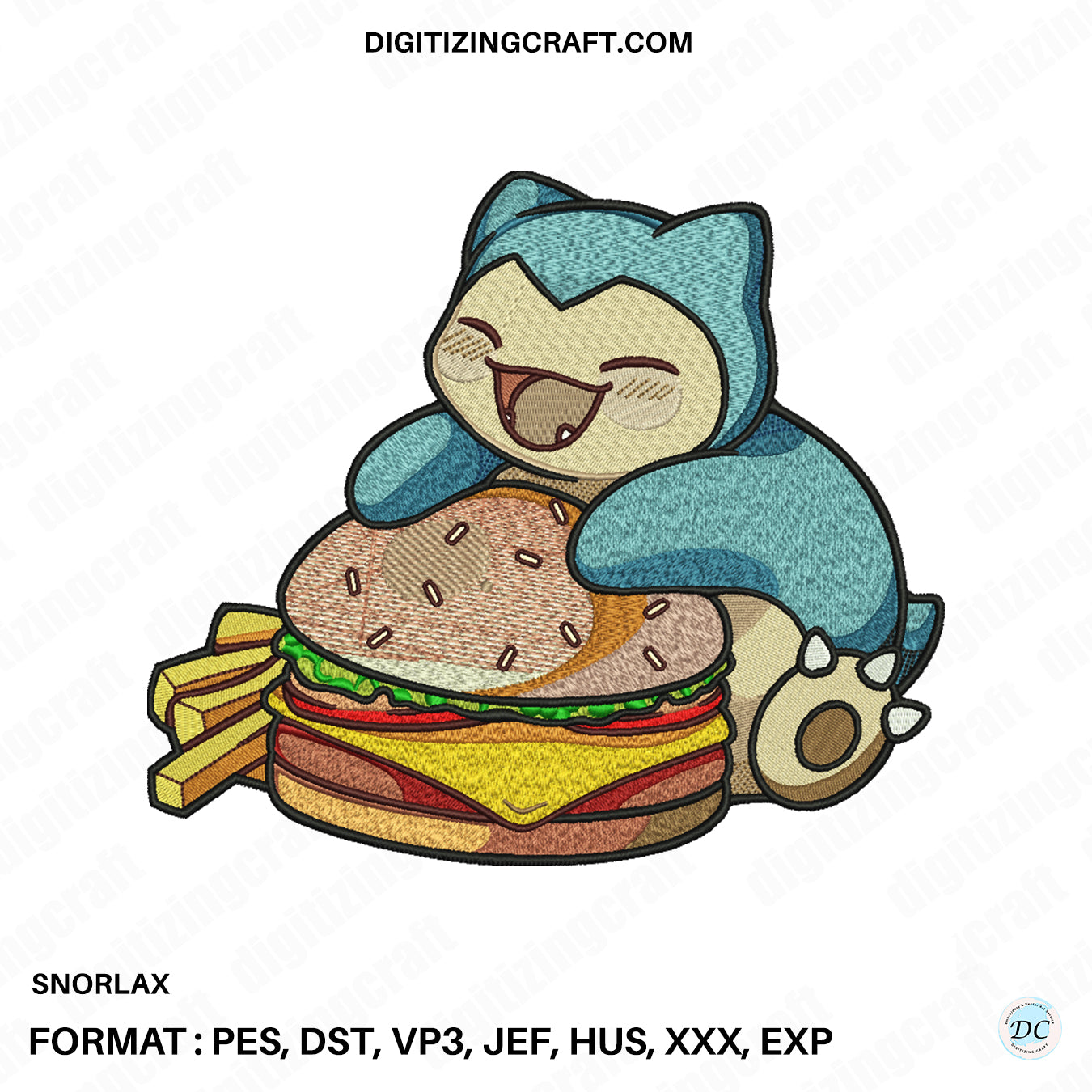 Snorlax embroidery design file