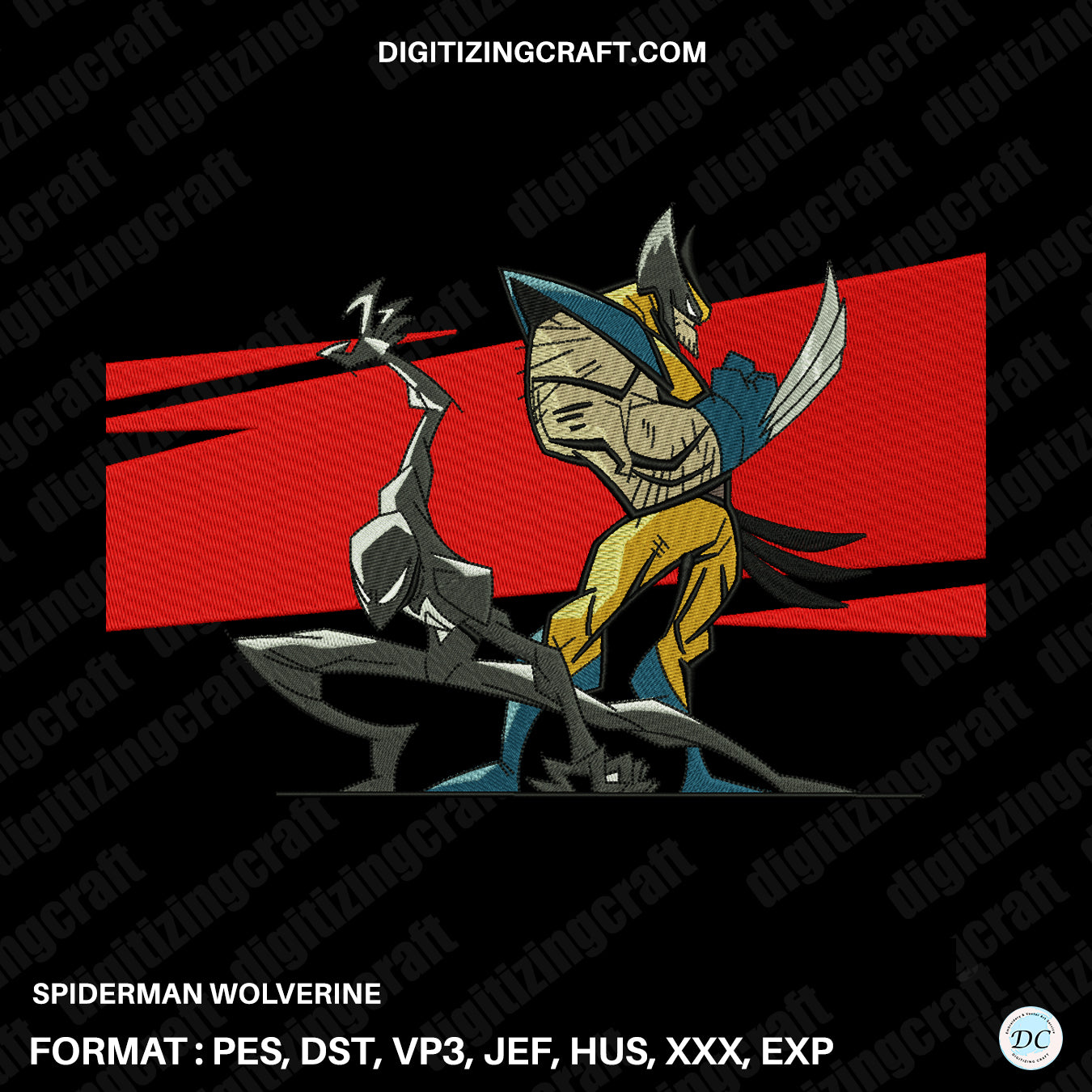 Spiderman Wolverine Embroidery Design File