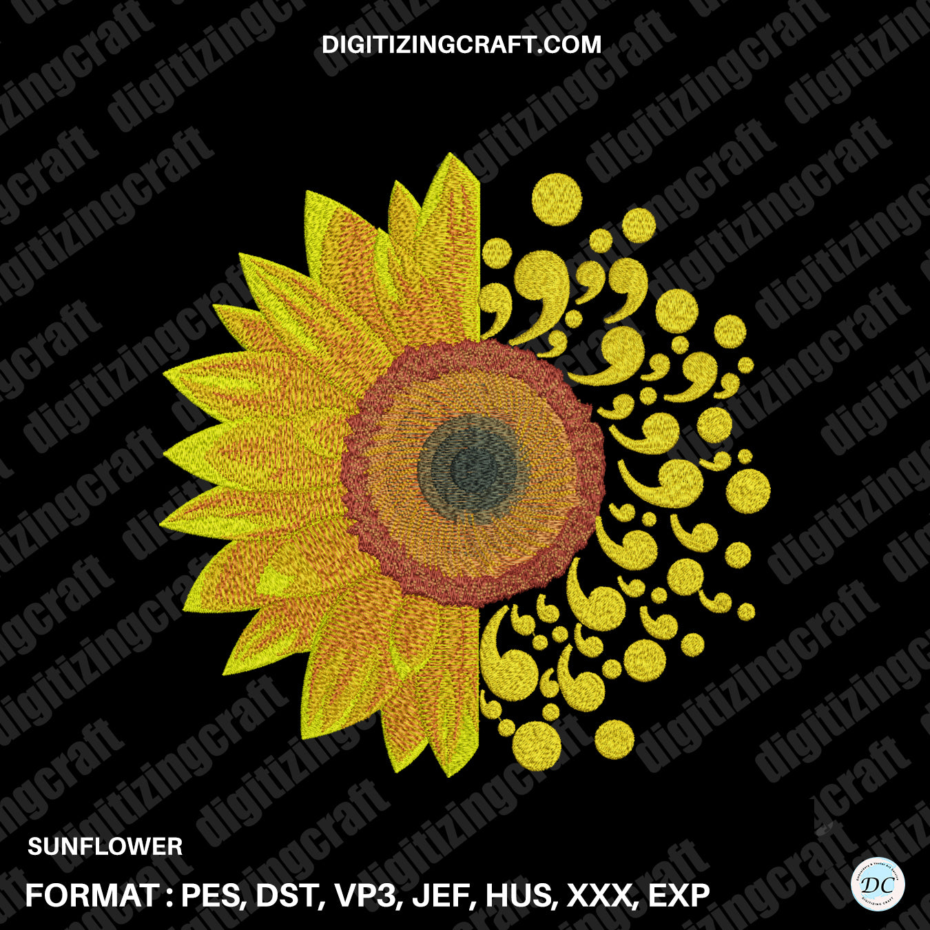 Sunflower embroidery design file