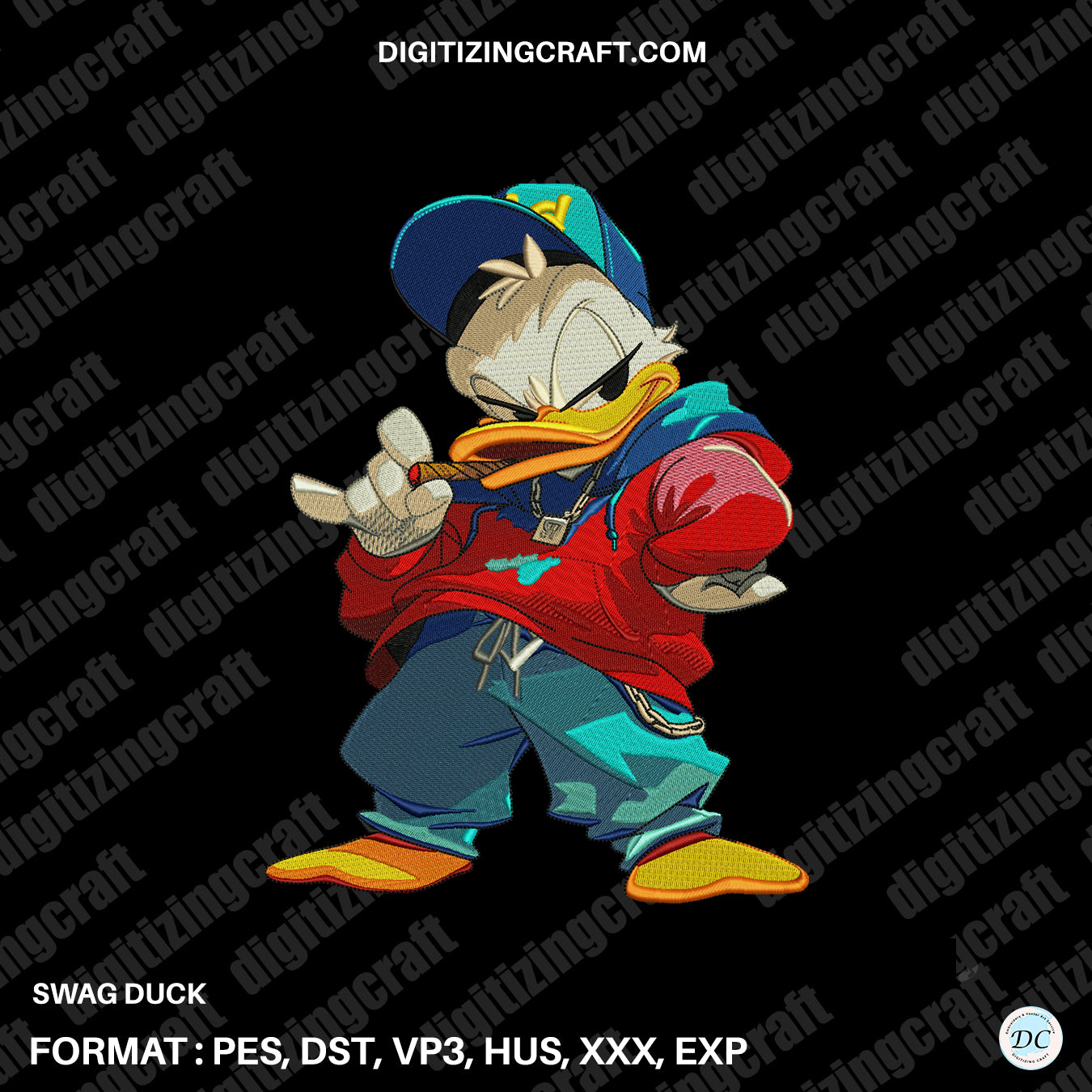 Swag Duck Embroidery Design File