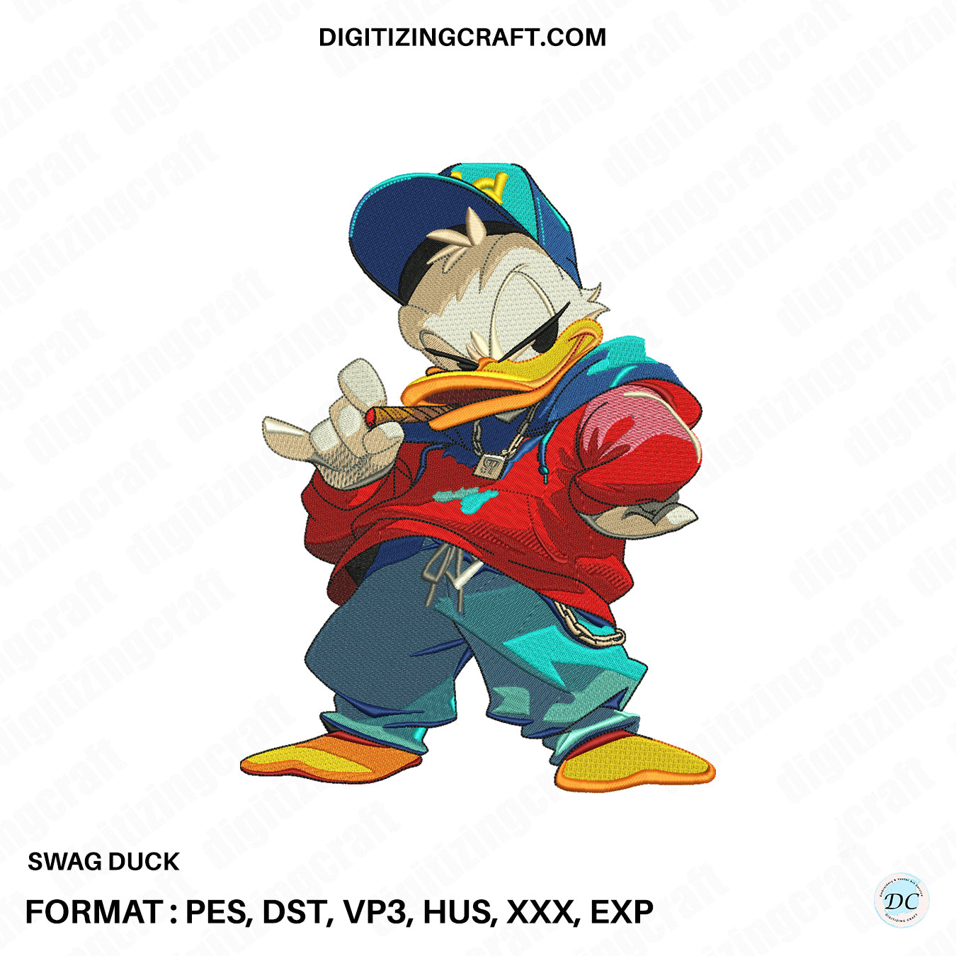 Swag Duck Embroidery Design File