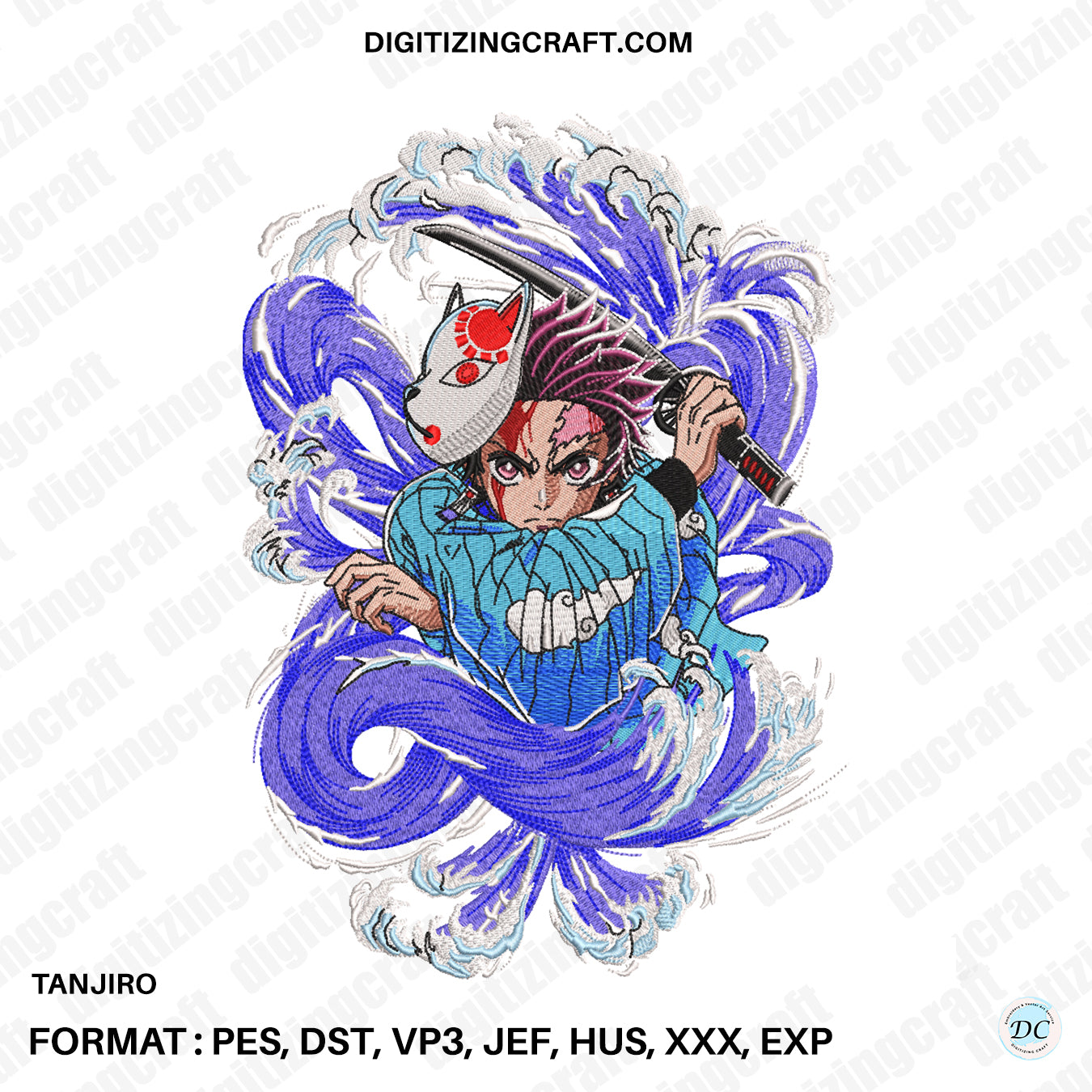 Tanjiro Embroidery Design File,Demon Slayer