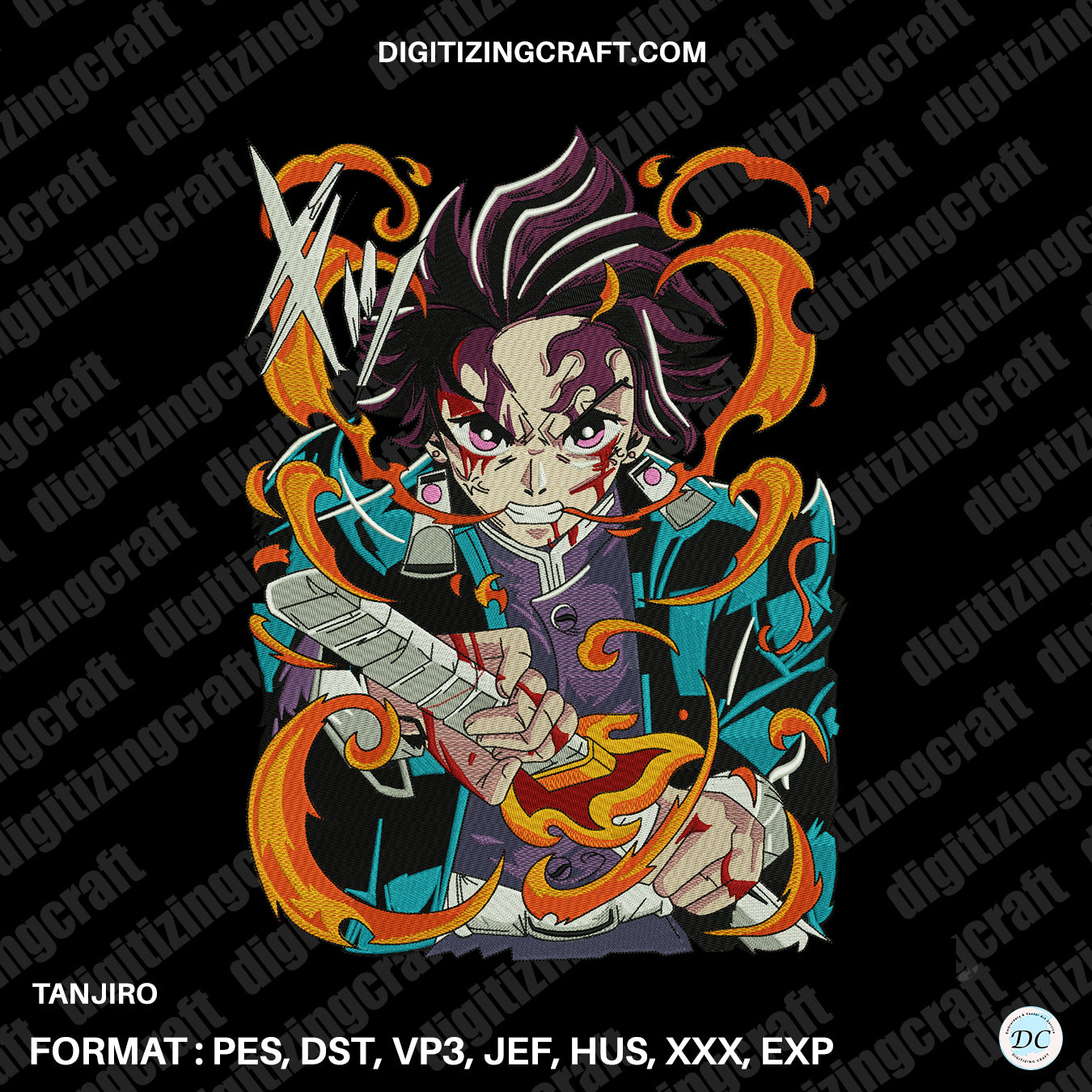 Tanjiro Demon Slayer Embroidery Design file