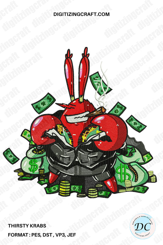 Thirsty Krabs Embroidery design file