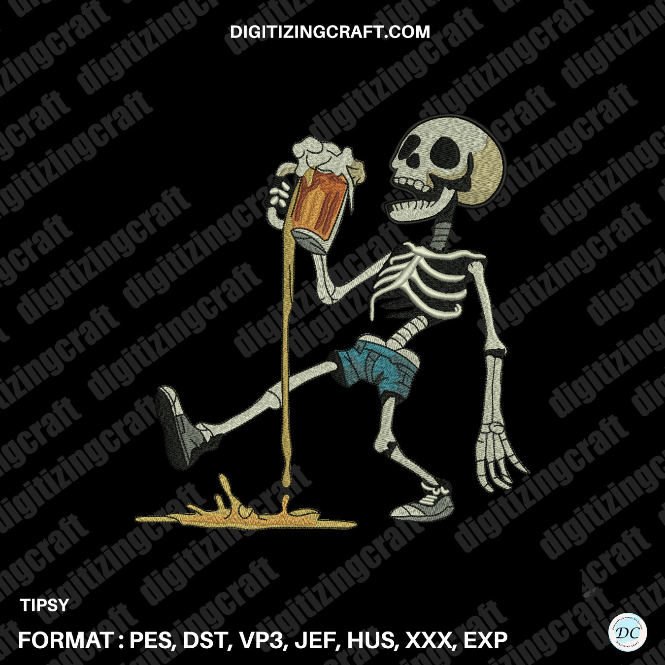 Tipsy Embroidery design file