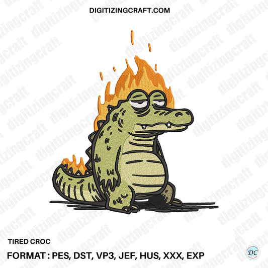 Tired Croc Embroidery design file