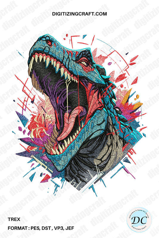 Trex Dinosaur Embroidery Design file