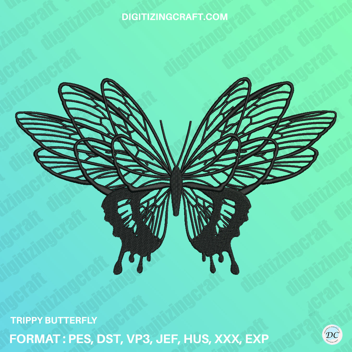 Trippy Butterfly Embroidery Design file