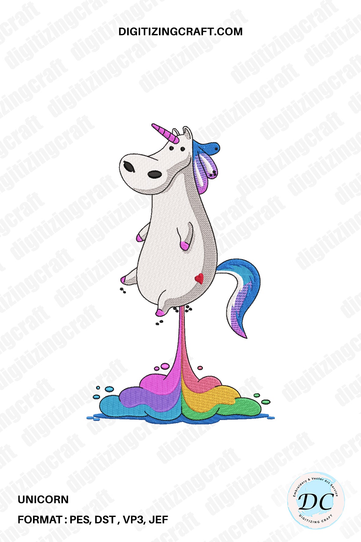 Unicorn Embroidery Design File