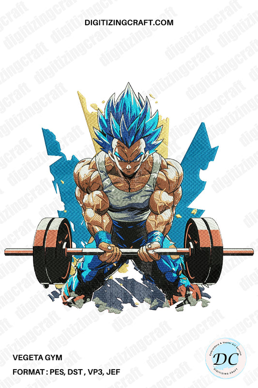 Vegeta gym embroidery design file,dragon ball embroidery