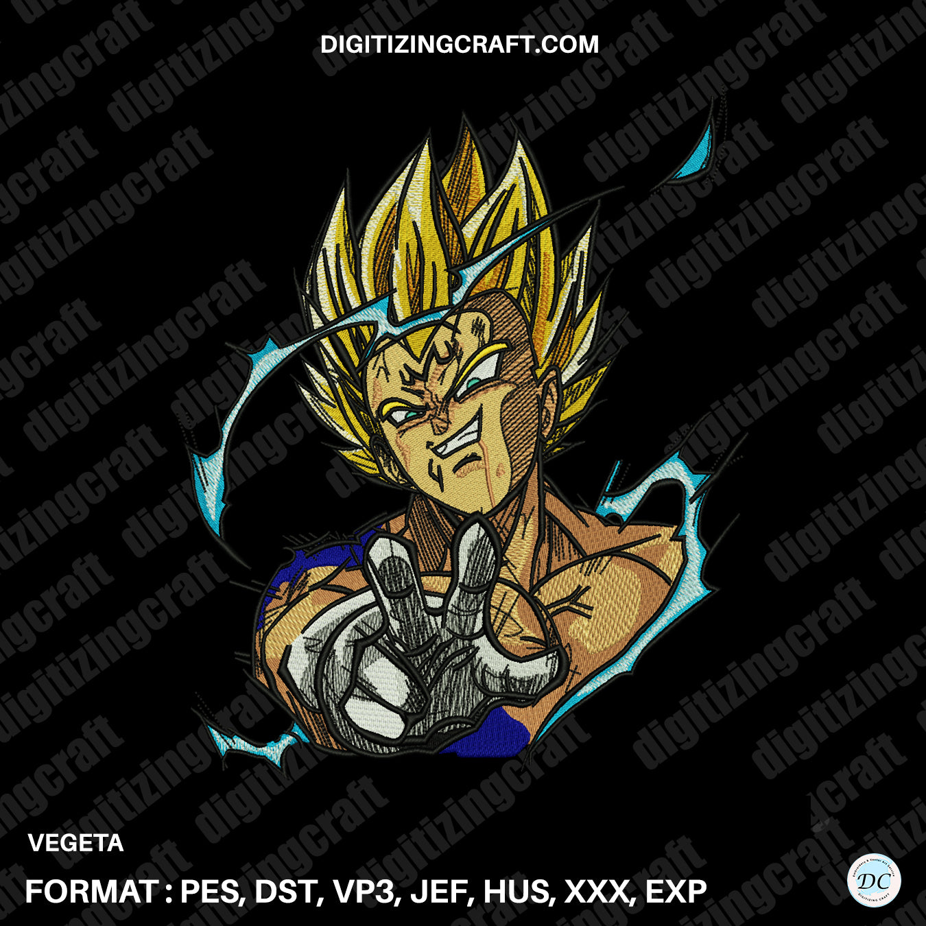 Vegeta Embroidery Design File