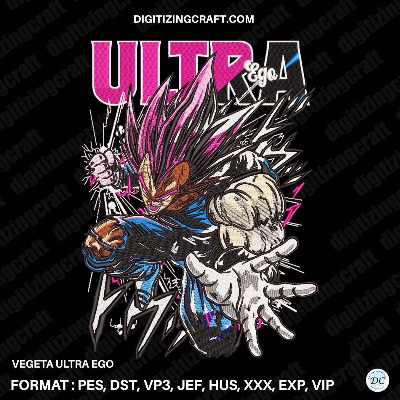 Vegeta Ultra Ego Embroidery design file