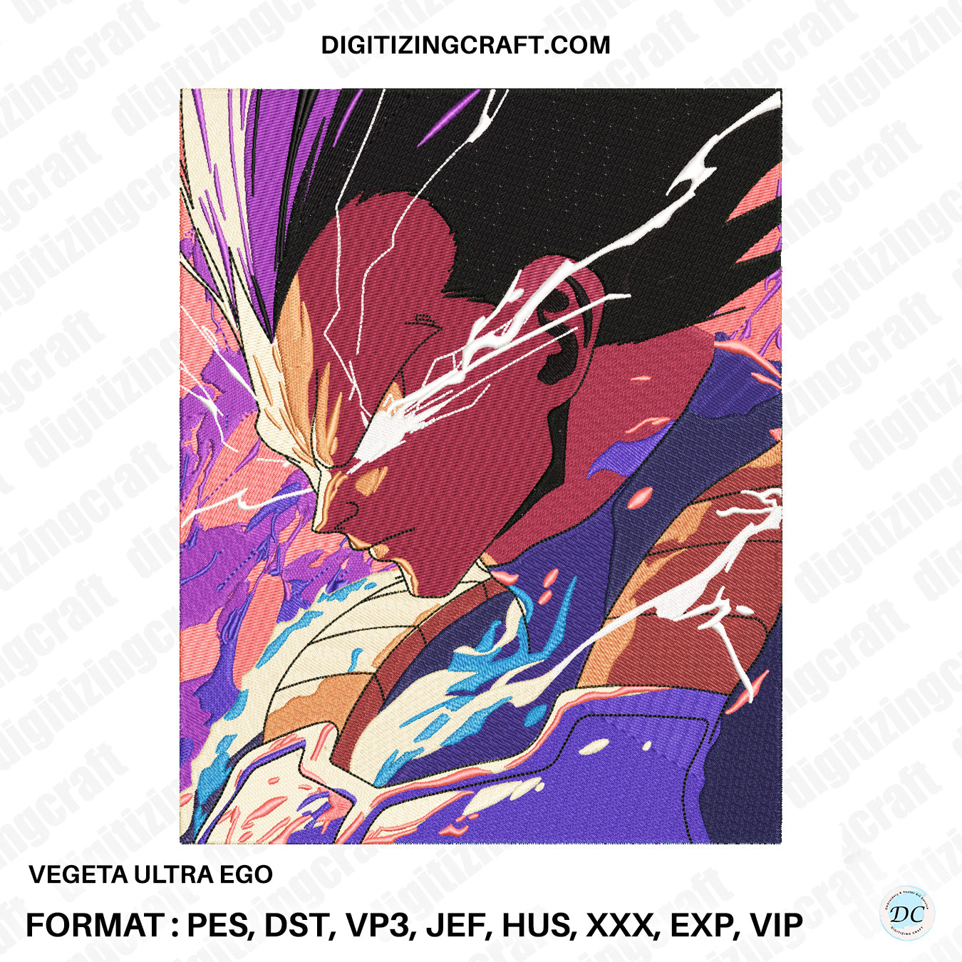 Vegeta Ultra Ego Embroidery Design File