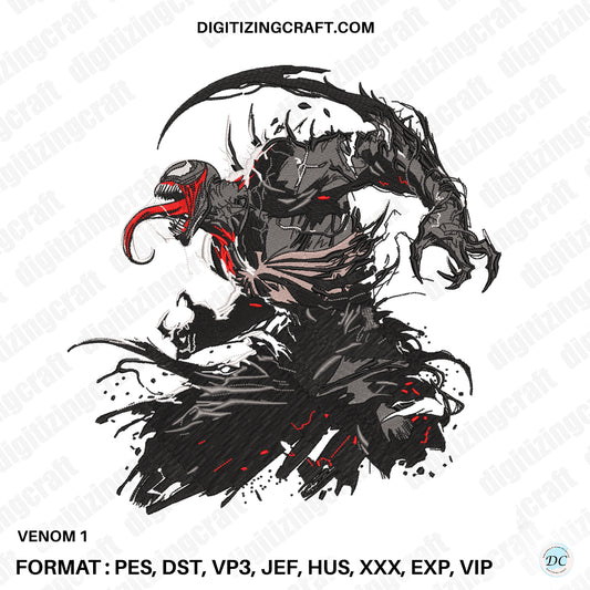 Venom 1 embroidery design file,spiderman,symbiote