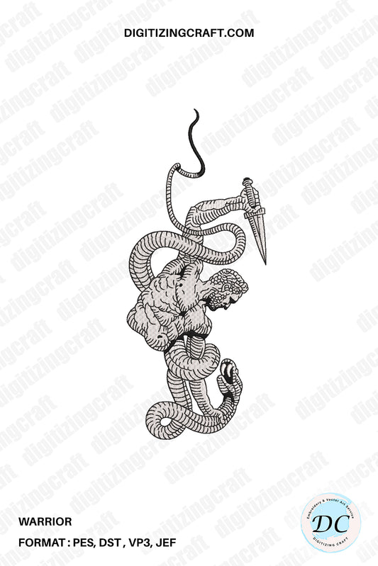 Warrior embroidery design,greek muthology,fighter