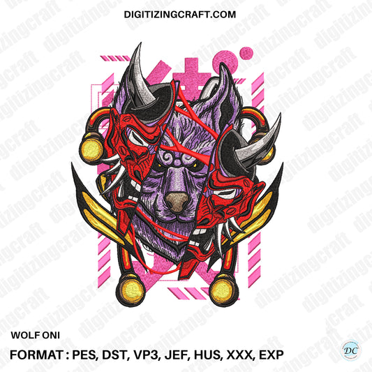 Wolf Oni Embroidery Design File