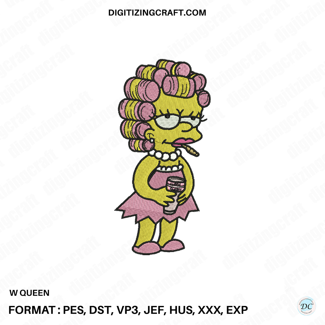 Queen embroidery design file