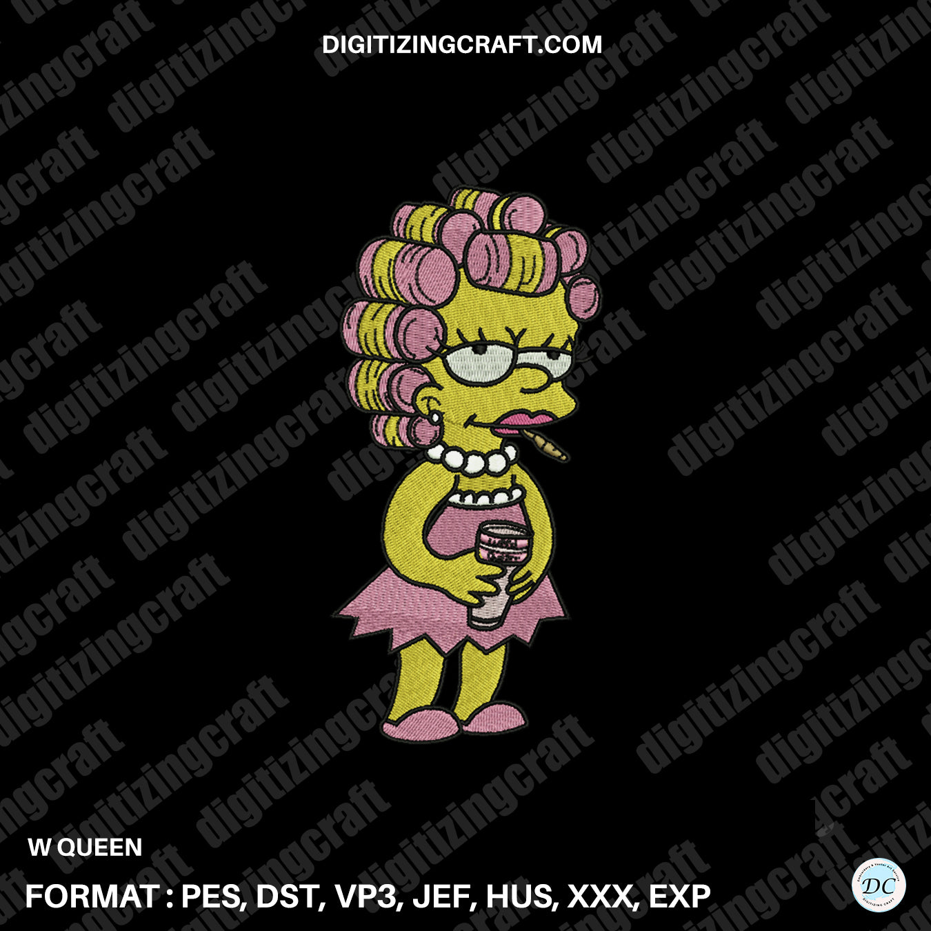 Queen embroidery design file