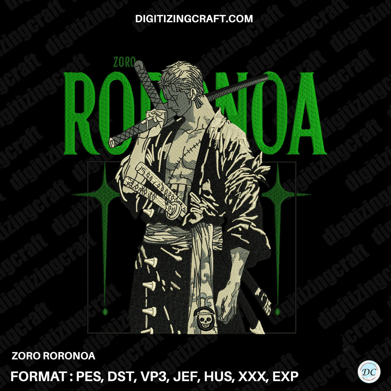 Zoro Rororona Embroidery Design file