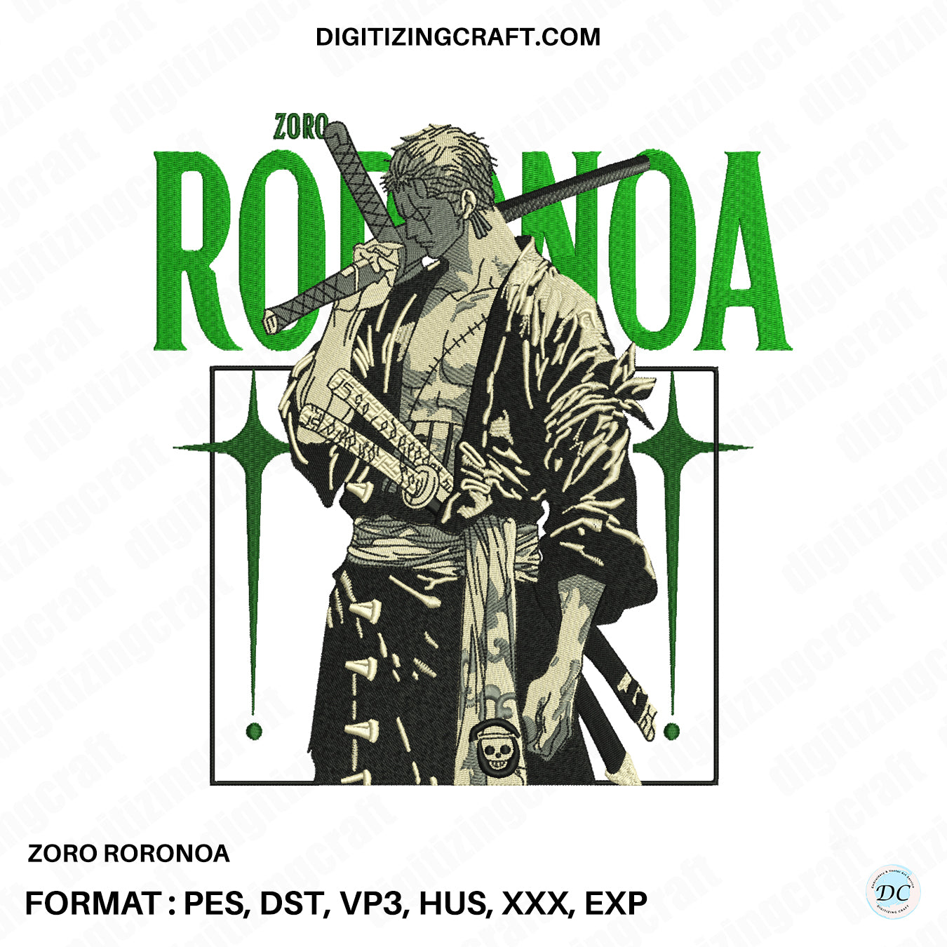 Zoro Rororona Embroidery Design file
