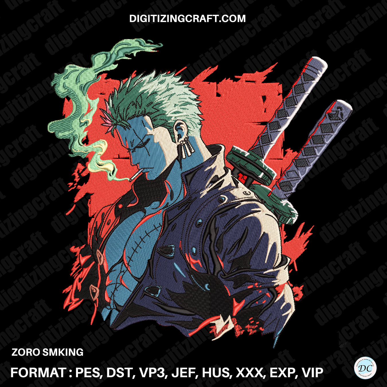 Zoro Smking Embroidery Design File