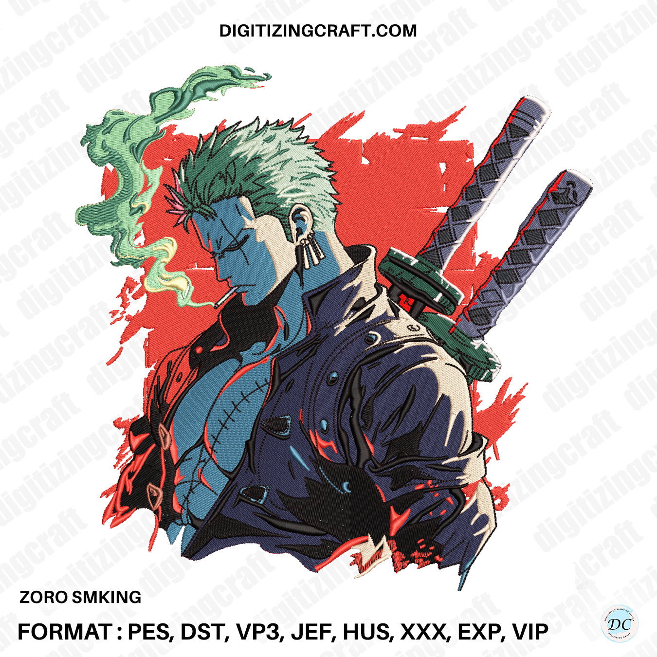 Zoro Smking Embroidery Design File